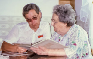 Maria Goyetche of Petit de Grat, NS with grandson Darryl (1984)