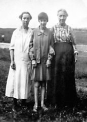 Eliza (Goyetche) Poirier of Poirierville, NS with daughter Sarah Jane & granddaughter (1920)