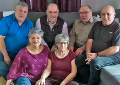 Colleen (Goyetche) Boudreau of Petit de Grat, NS; Connie (Goyetche) Brushett of Halifax, NS; Alcide Goyetche of Spruce Grove, AB; Donald & James Goyetche of Petit de Grat, NS; and Tommy Goyetche of Dartmouth, NS (2018)
